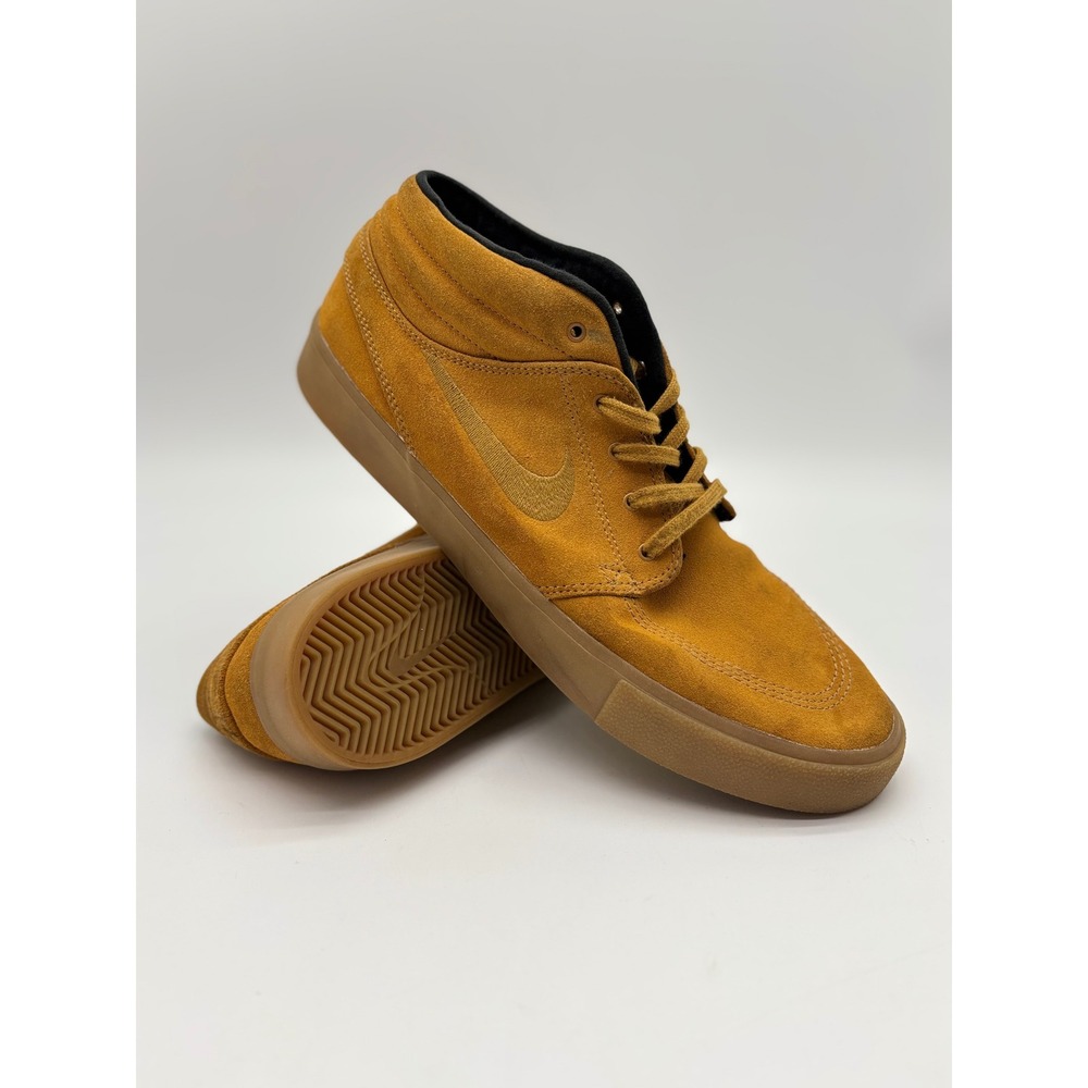 Nike SB Stefan Janoski Mid Wheat Suede Gum Sole Skate Shoes AT7324-700 Mens 12